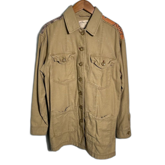 We The Free For Free People Khaki Swept Up Military Shirt Jacket NWOT Size XS - Picture 3 of 16
